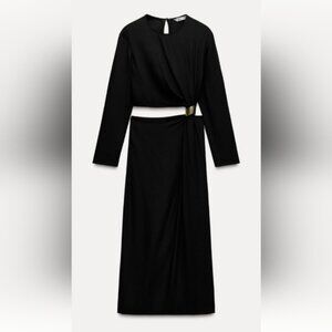 Zara Zw Collection Elegant Black Cut Out Midi Dress